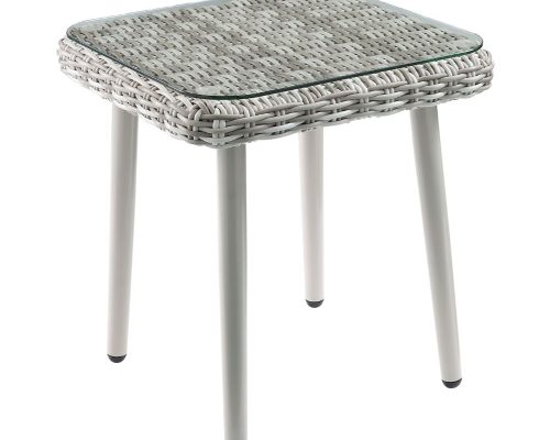 Acme Tashay 3Pc Patio Bistro Set Green Fabric & Beige Wicker - Image 7