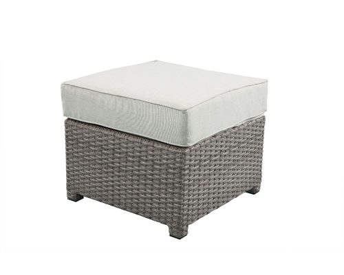 Acme Salena Patio Sofa w/2 Pillows & Ottoman Beige Fabric & Gray Wicker - Image 11