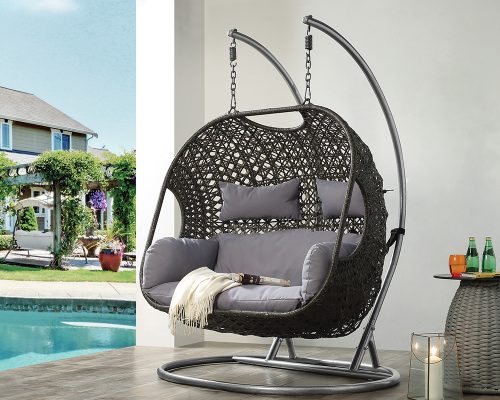 Acme Vasant Double Hanging Chair Fabric & Wicker