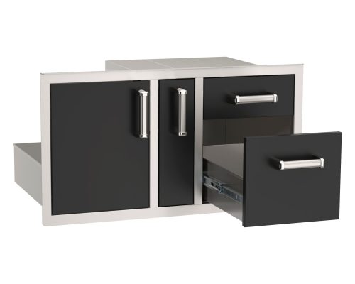 Alternative view of Fire Magic Echelon Black Door/Drawer Combo w/ Platter Storage