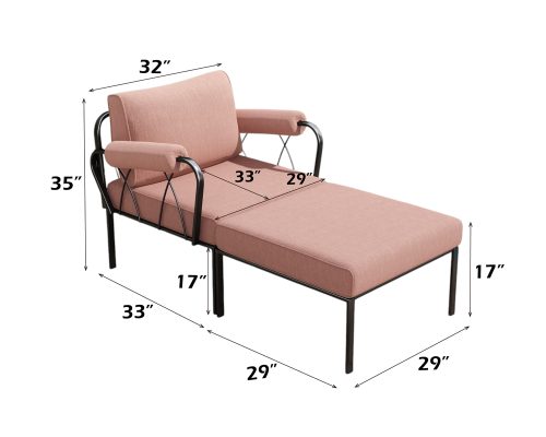 Alternative view of Acme Rajni Patio-Arm Chair Pink Fabric & Black