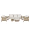 Acme Zira 5Pc Patio Sofa Set Beige Fabric & Glass Fiber Reinforced Cement Table  Top