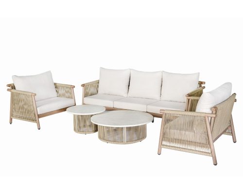 Alternative view of Acme Zira 5Pc Patio Sofa Set Beige Fabric & Glass Fiber Reinforced Cement Table  Top