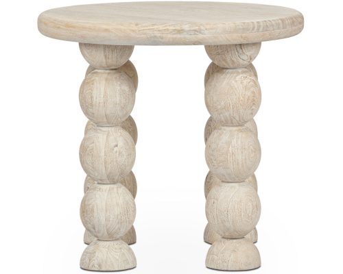 Alternative view of Classic Home Adir Solid Wood Round End Table Cream