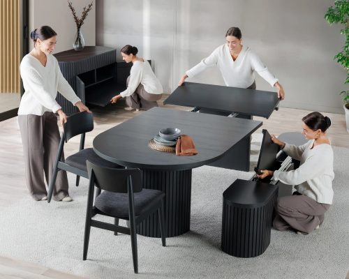 Transformer Round Extendable Dining Table Base Top & 3 Panels for Table - Image 3