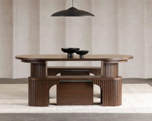 Alternative view of Transformer Round Extendable Dining Bench