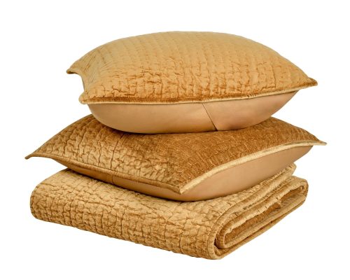 Alternative view of Classic Home Bari 4 Piece King Velvet Quilt Set Honey Gold