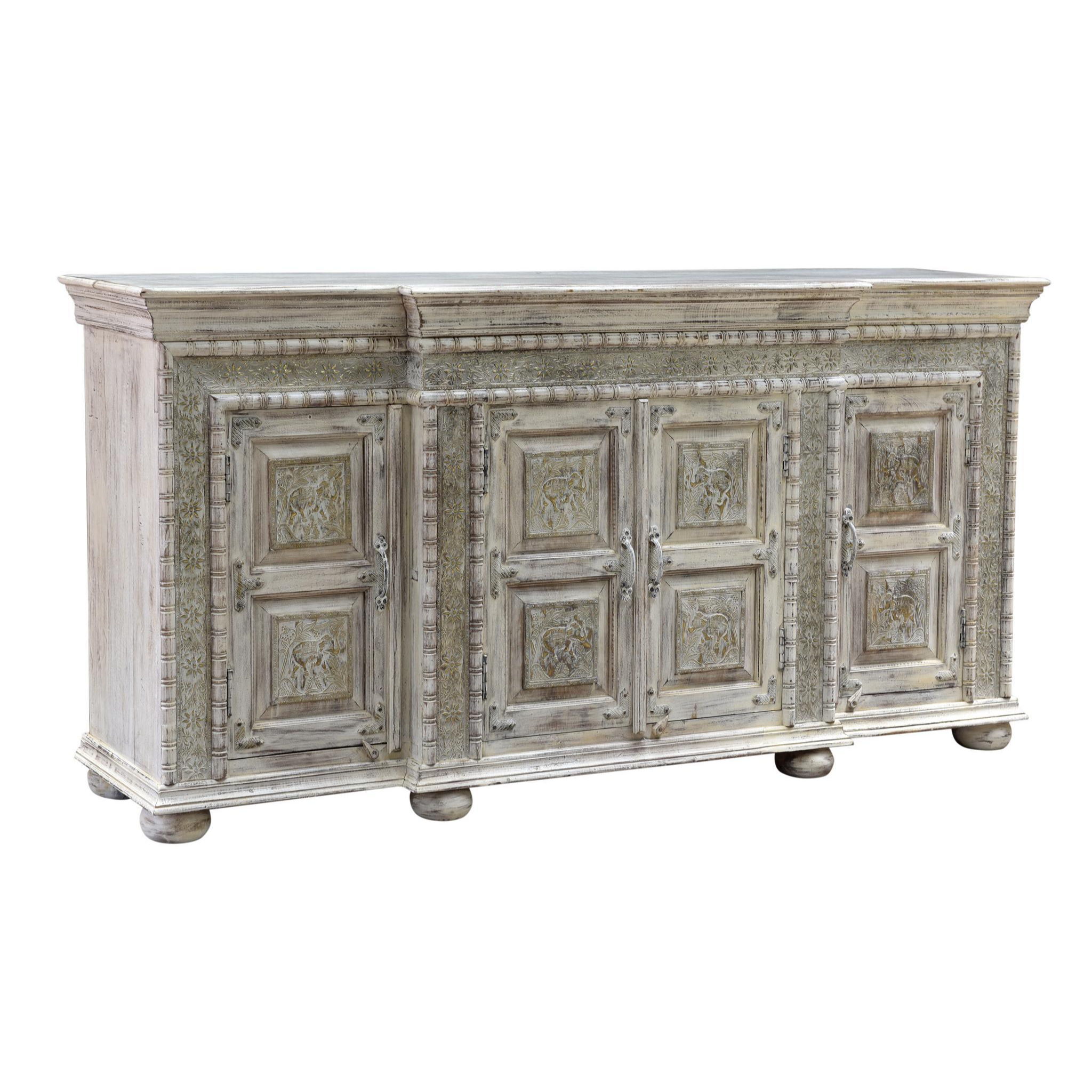 Classic Home Arish 4 Door Breakfront Cabinet Heritage Cream