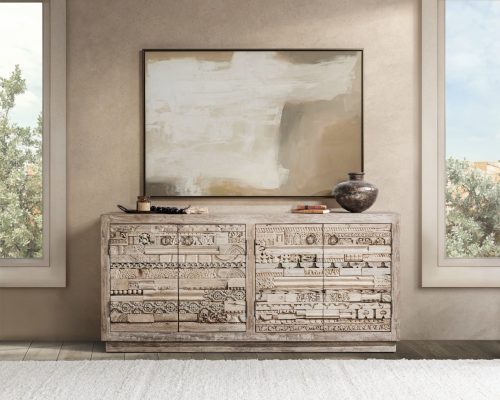 Classic Home Alta 4 Door Carved Panel Cabinet Butterwood Blend - Image 8
