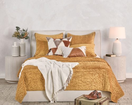 Classic Home Bari Velvet Quilt - Honey Gold - Image 5