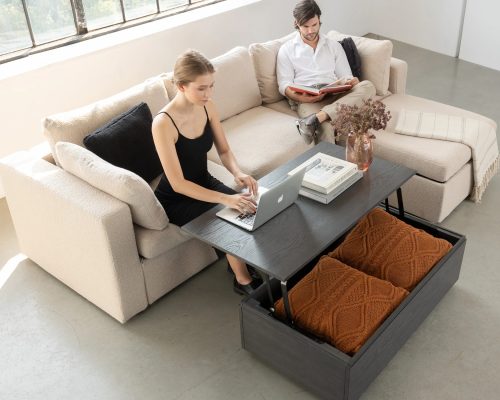 Transformer Lift Top Coffee Table - Panel Storage - Image 7