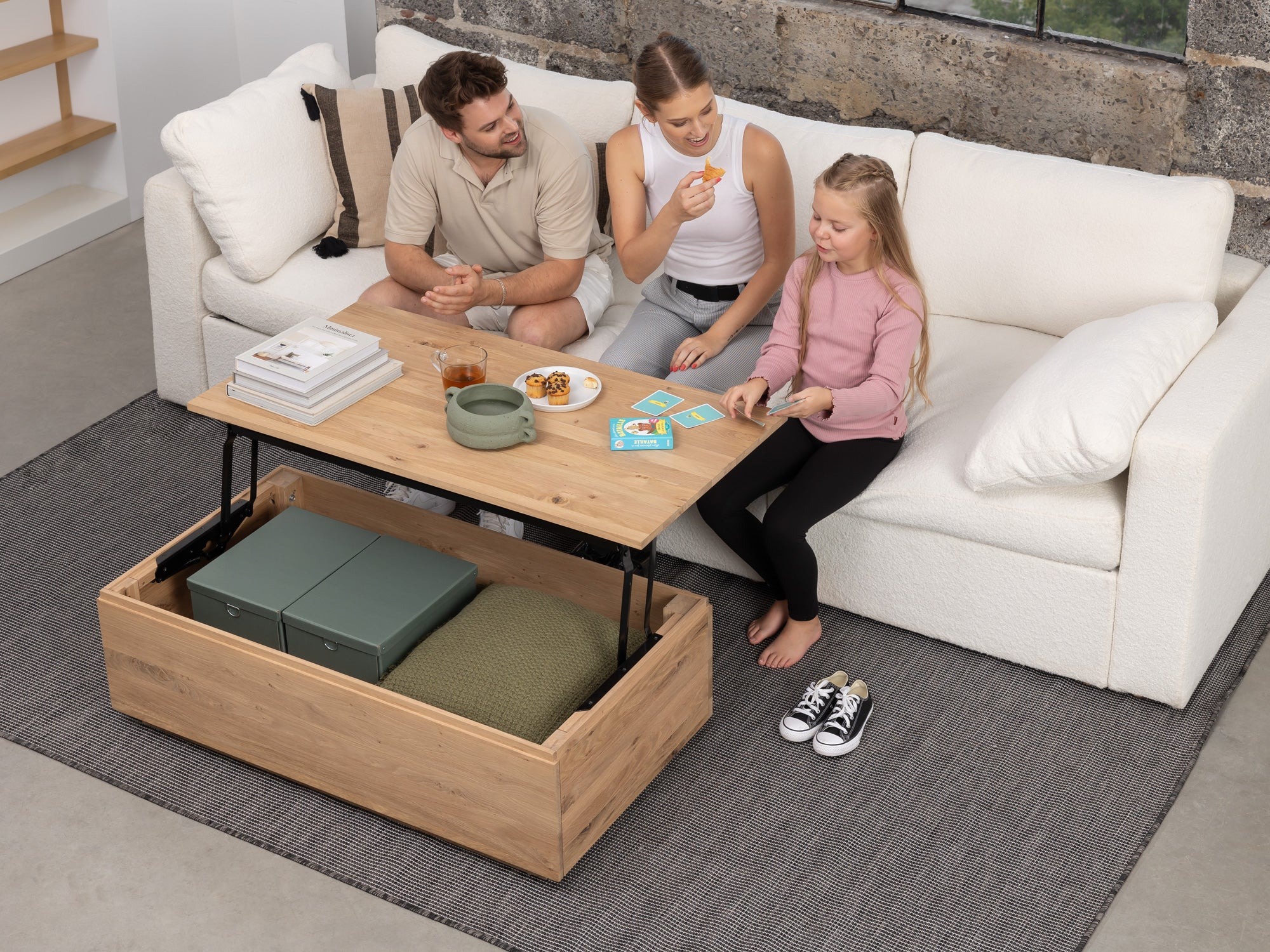 Transformer Lift Top Coffee Table - Panel Storage - Image 6