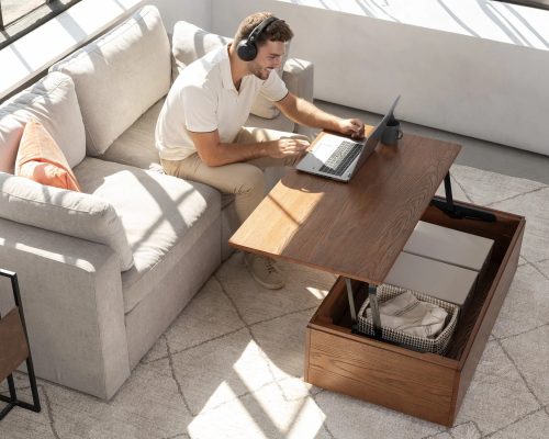 Transformer Lift Top Coffee Table - Panel Storage - Image 9