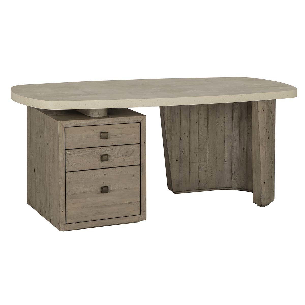 Classic Home Angus Solid Wood Desk Antique White/Distressed Gray - Image 2