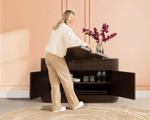 Transformer Round Fluted Sideboard - Panel Storage - Image 7