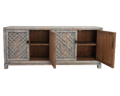 Classic Home Antigua 4 Door Cabinet Antique Blue & Light Brown - Image 3