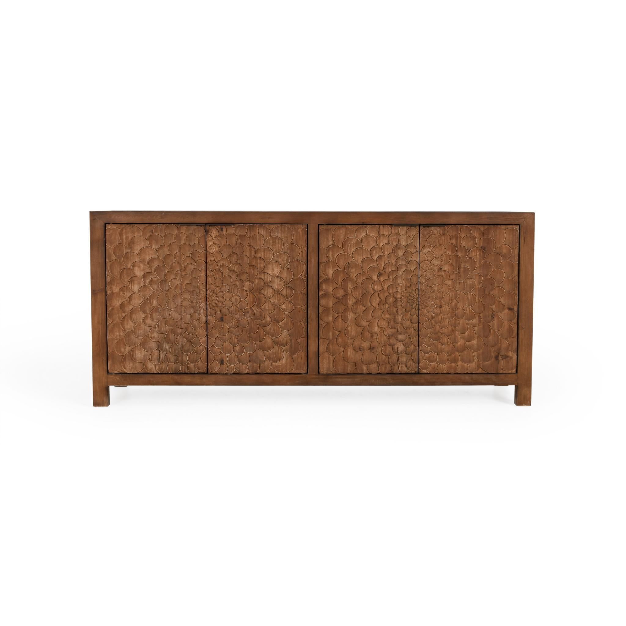Classic Home Astrid 4-Door Sideboard Dark Brown - Image 2