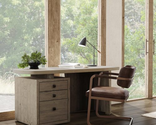 Classic Home Angus Solid Wood Desk Antique White/Distressed Gray - Image 7