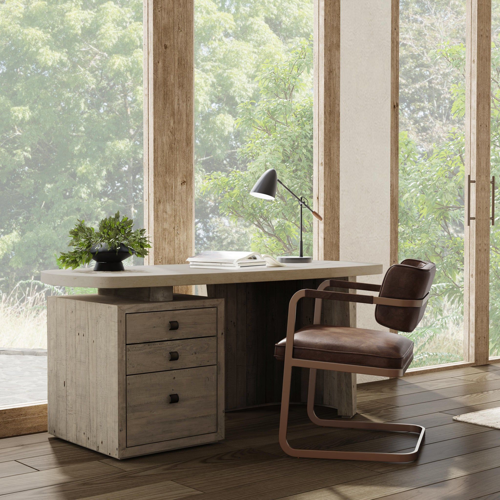 Classic Home Angus Solid Wood Desk Antique White/Distressed Gray - Image 7