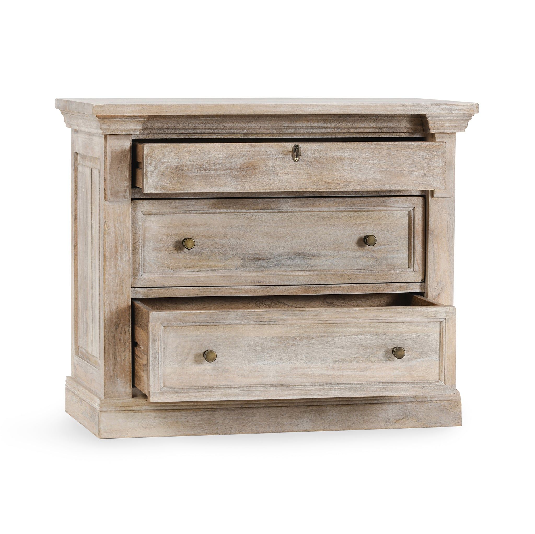 Classic Home Adelaide 3 Drawer Nightstand Natural Cream Wash - Image 4