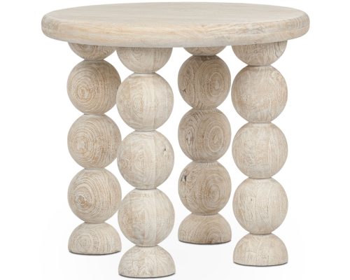 Classic Home Adir Solid Wood Round End Table Cream