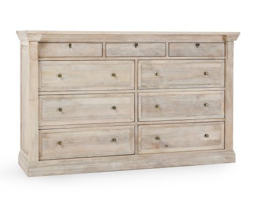 Classic Home Adelaide 9 Drawer Dresser Natural Cream Wash