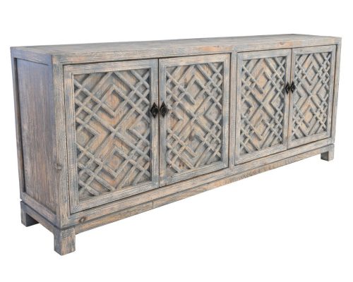 Classic Home Antigua 4 Door Cabinet Antique Blue & Light Brown