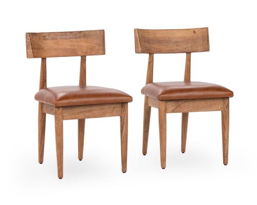 Classic Home Alvaro Leather Dining Chair (Set of 2) Golden Wheat