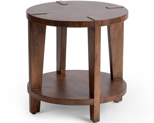 Classic Home Alenna Round End Table Tundra Brown