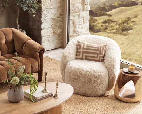 Classic Home Adley Plush Swivel Chair Sand - Image 5