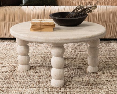 Classic Home Adir Solid Wood Round Coffee Table Cream - Image 6