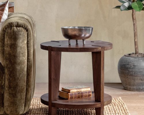 Classic Home Alenna Round End Table Tundra Brown - Image 6