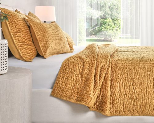 Classic Home Bari Velvet Quilt - Honey Gold - Image 11