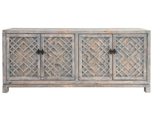 Alternative view of Classic Home Antigua 4 Door Cabinet Antique Blue & Light Brown