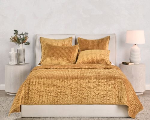 Classic Home Bari Velvet Quilt - Honey Gold - Image 10