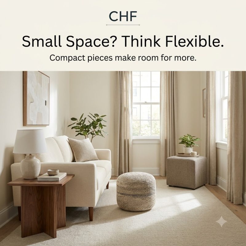 Designing_small_space_living_room_Poufs vs. Ottomans