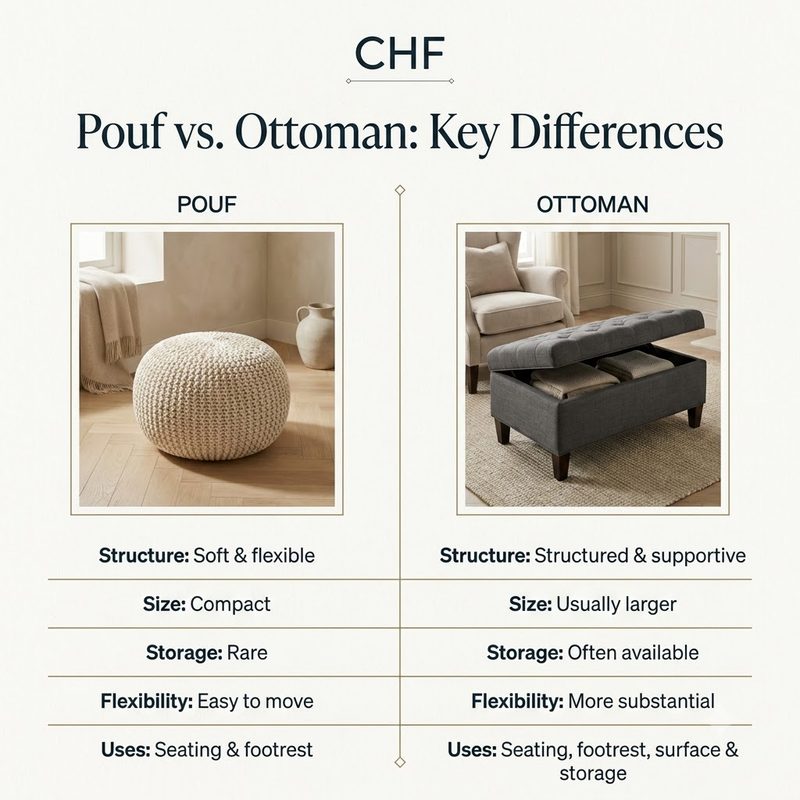 pouf vs ottoman comparison 