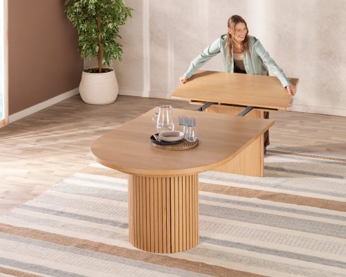 Transformer Round Extendable Dining Table Base Top & 3 Panels for Table