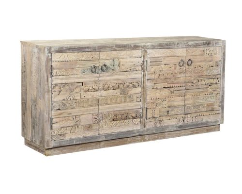Classic Home Alta 4 Door Carved Panel Cabinet Butterwood Blend