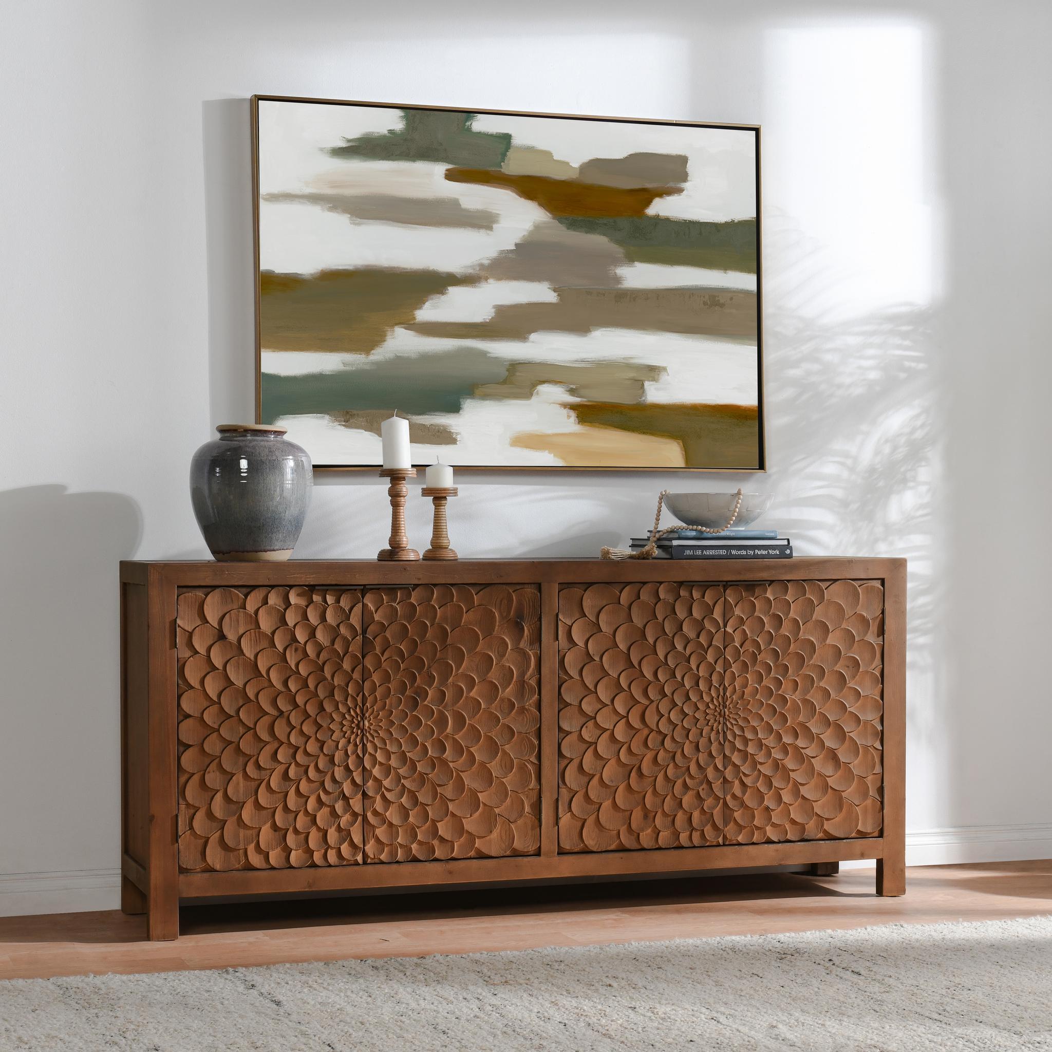 Classic Home Astrid 4-Door Sideboard Dark Brown - Image 6