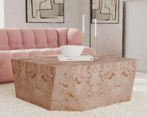 Classic Home Avena Burl Wood Square Coffee Table Natural - Image 5