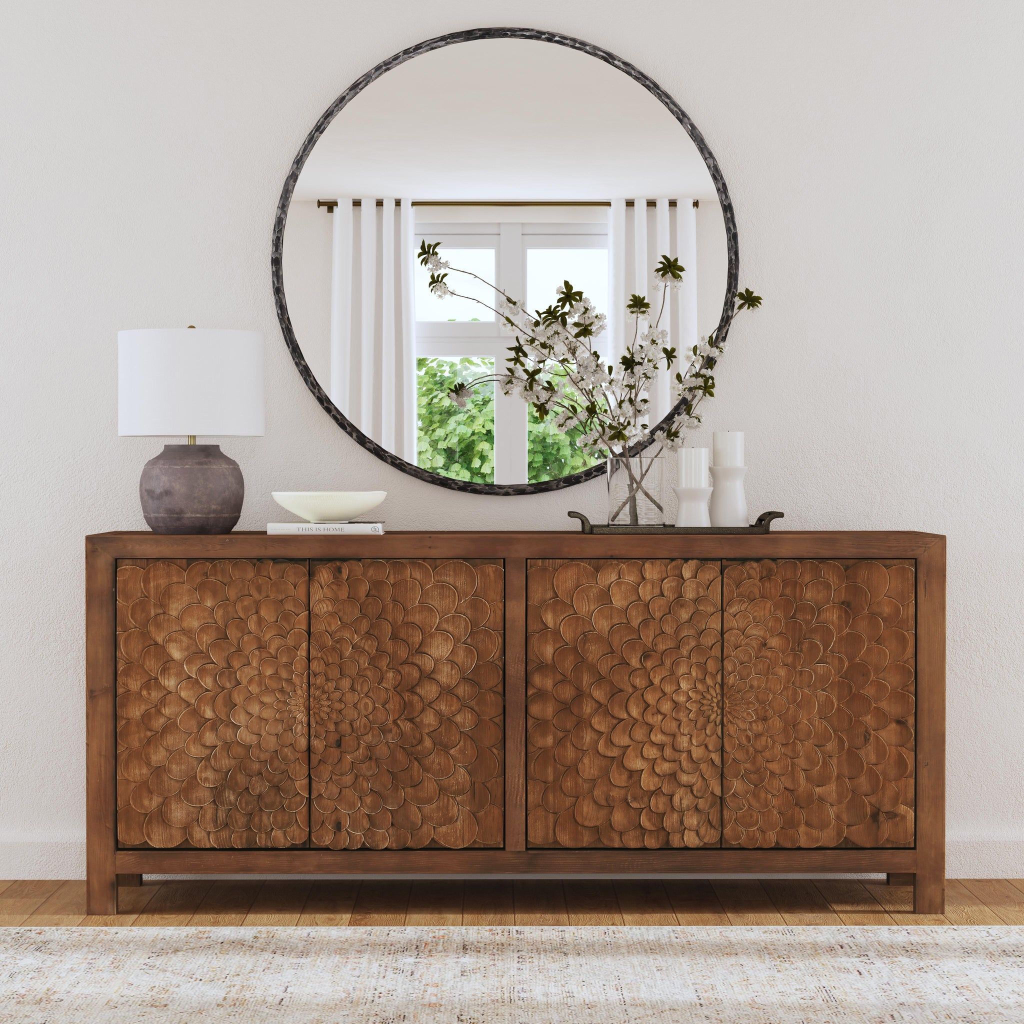 Classic Home Astrid 4-Door Sideboard Dark Brown - Image 7