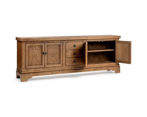 Classic Home Amita 3 Drawer 4 Door Cabinet Brown - Image 3