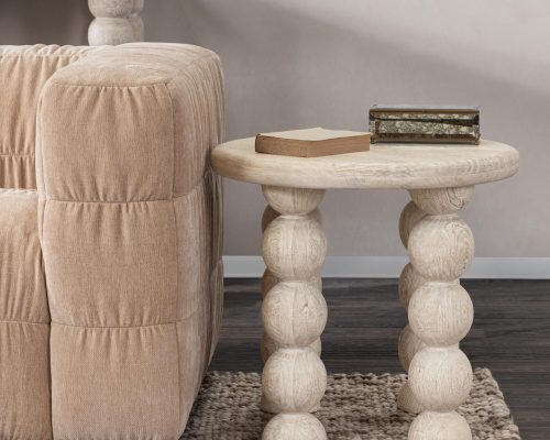 Classic Home Adir Solid Wood Round End Table Cream - Image 6