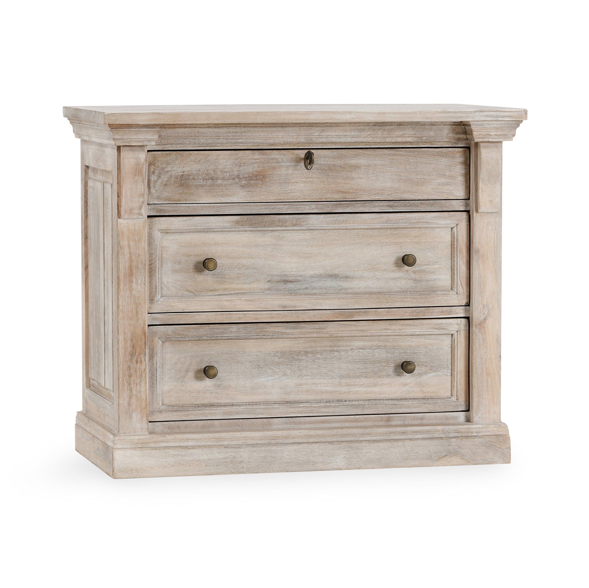 Classic Home Adelaide 3 Drawer Nightstand Natural Cream Wash