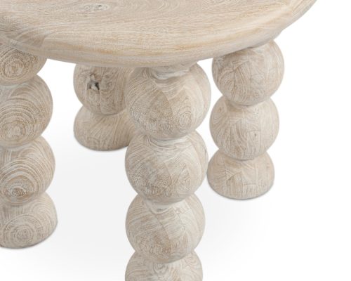 Classic Home Adir Solid Wood Round End Table Cream - Image 4