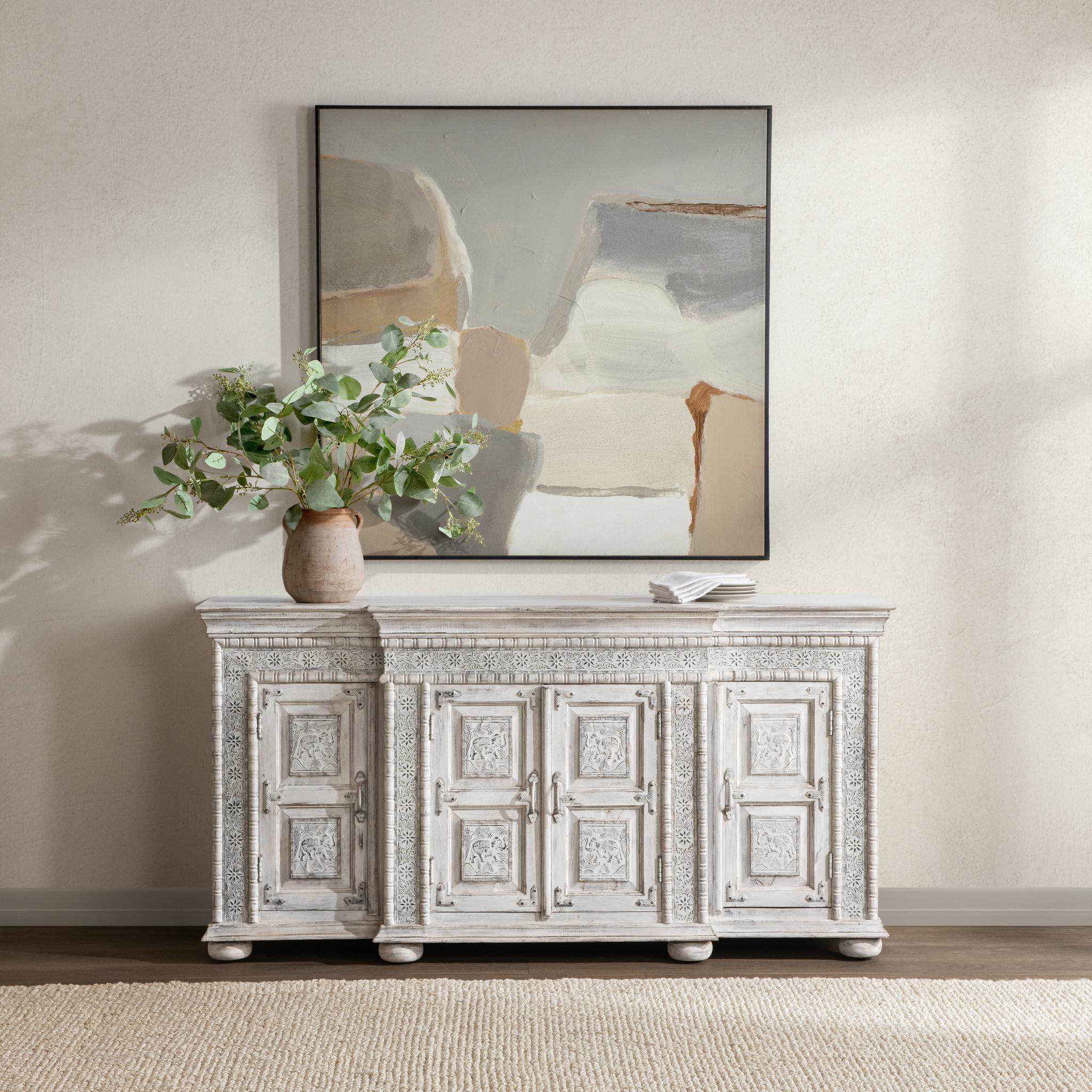 Classic Home Arish 4 Door Breakfront Cabinet Heritage Cream - Image 7