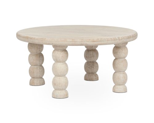 Classic Home Adir Solid Wood Round Coffee Table Cream