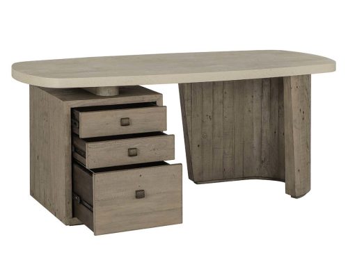 Classic Home Angus Solid Wood Desk Antique White/Distressed Gray - Image 4