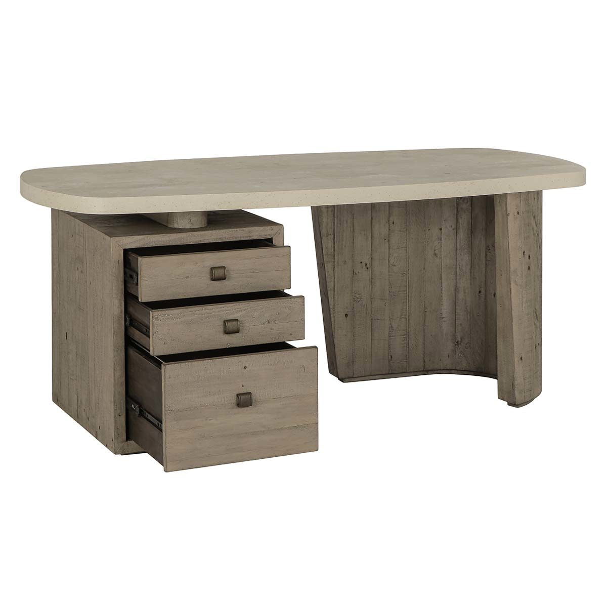 Classic Home Angus Solid Wood Desk Antique White/Distressed Gray - Image 4